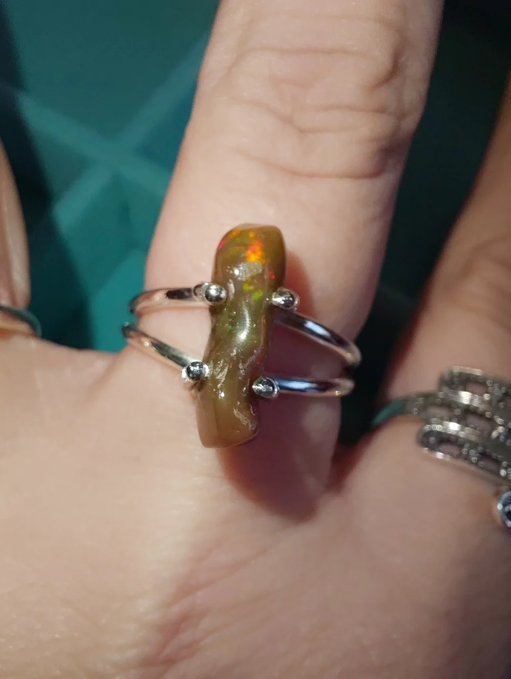 Fire Ethiopian Opal Sterling Silver Ring Size 7.25